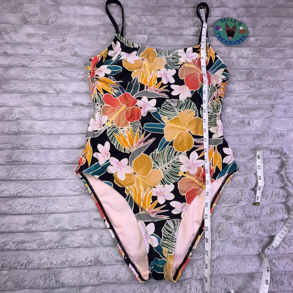 Hurley Caribbean Dreamin One Piece Swimsuit Medium Floral Spaghetti Strap SPF 50 - Picture 3 of 10